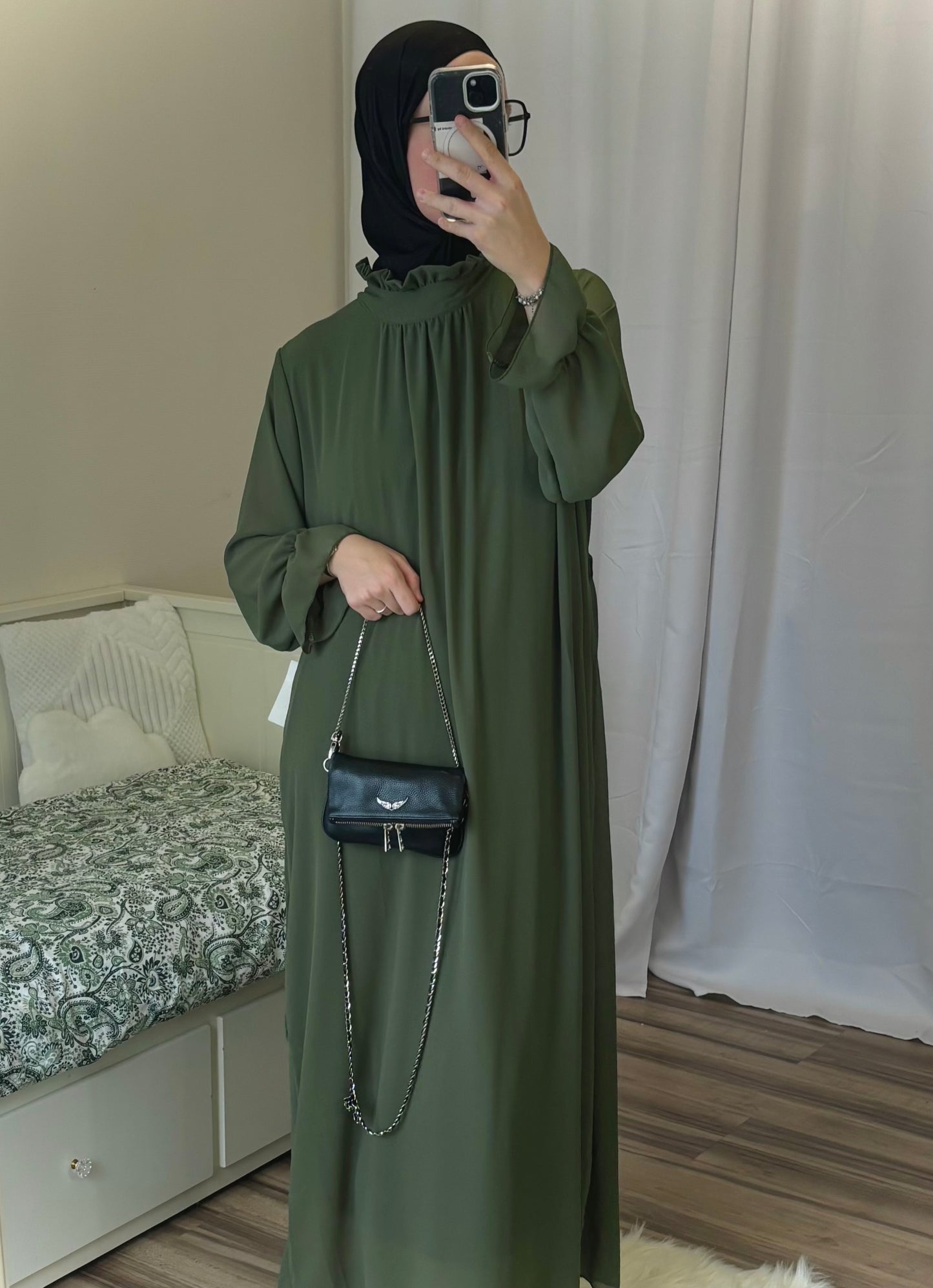 Robe en mousseline kaki