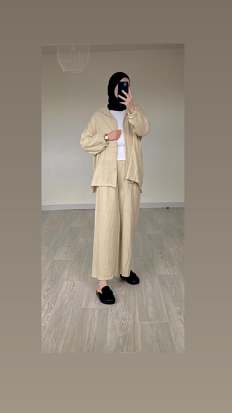 Ensemble gaz de coton beige