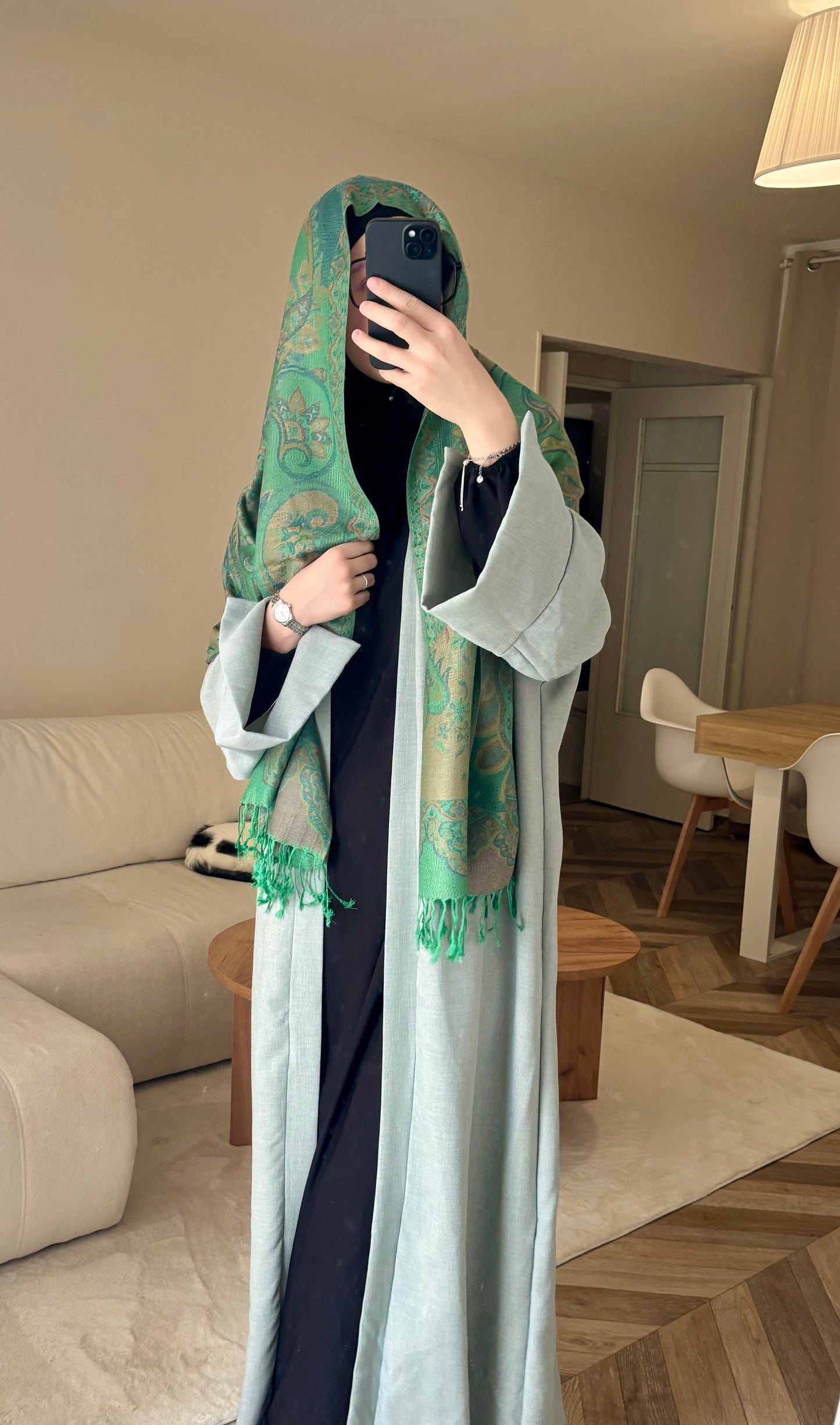 Abaya kimono 2en1 vert