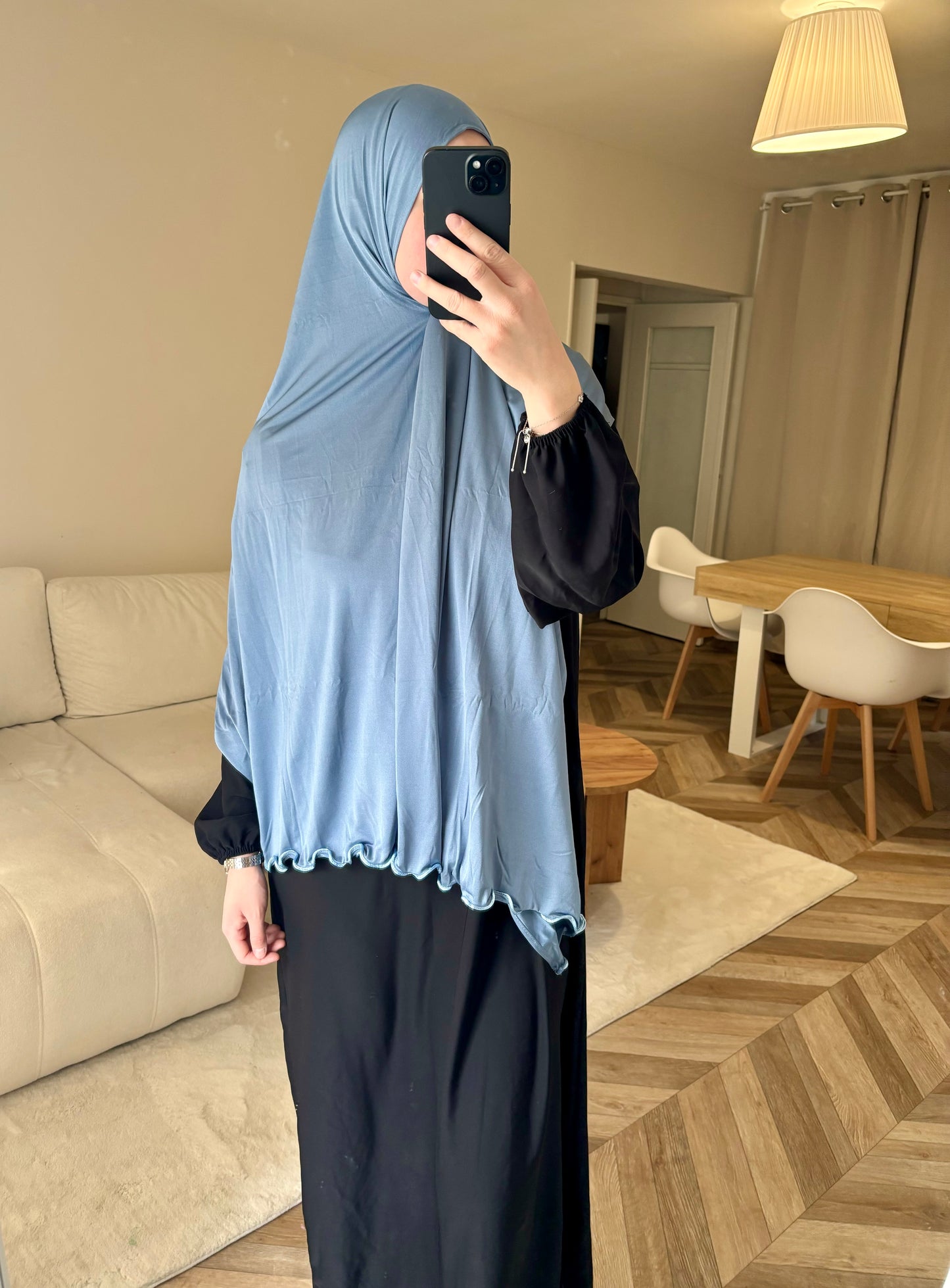 Voile Jersey Prenium Satiné Ondulé Bleu