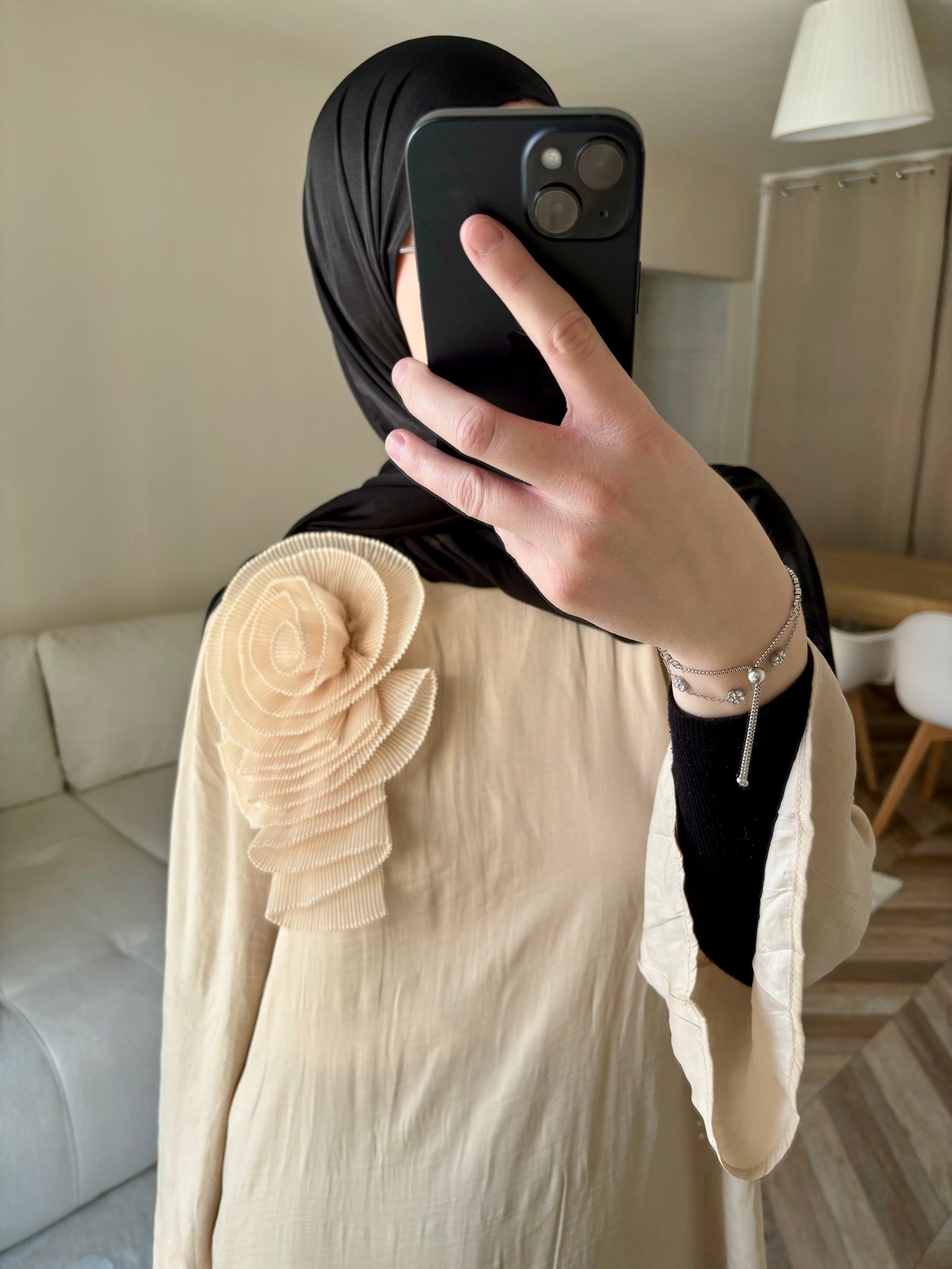 Robe Élégante bicolore beige