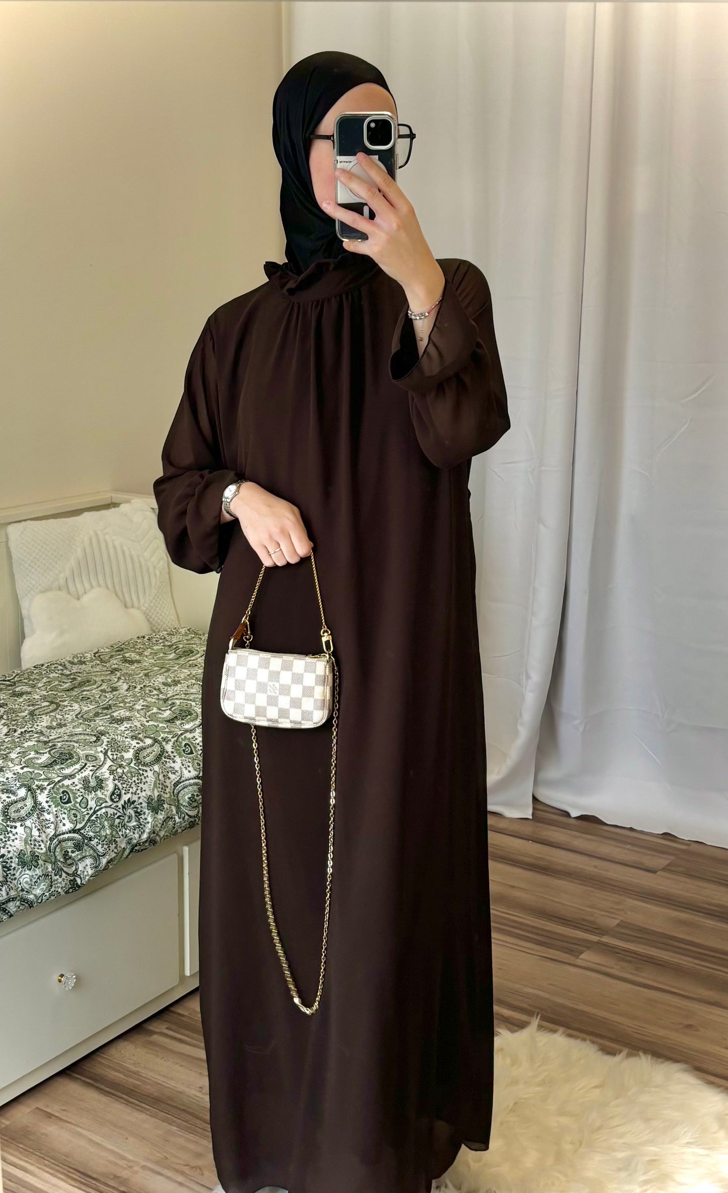 Robe en mousseline marron