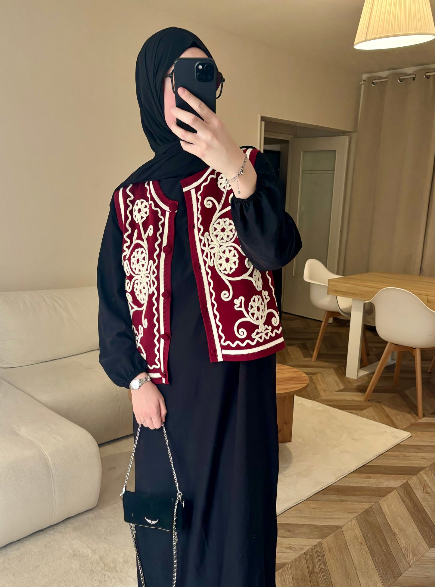 Gilet Brodé Bordeaux