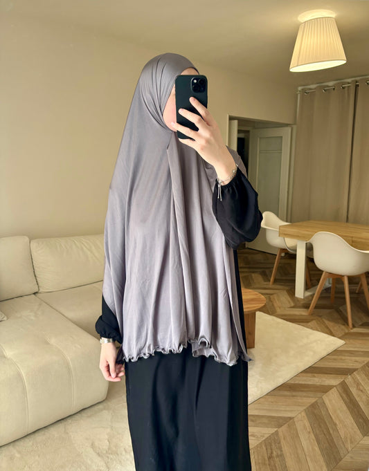 Voile Jersey Premium Satiné Ondulé Gris