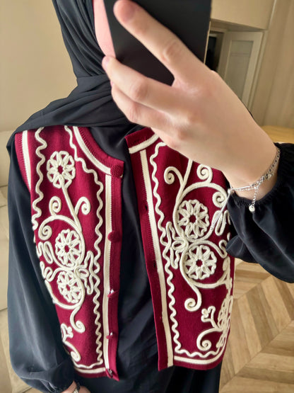 Gilet Brodé Bordeaux