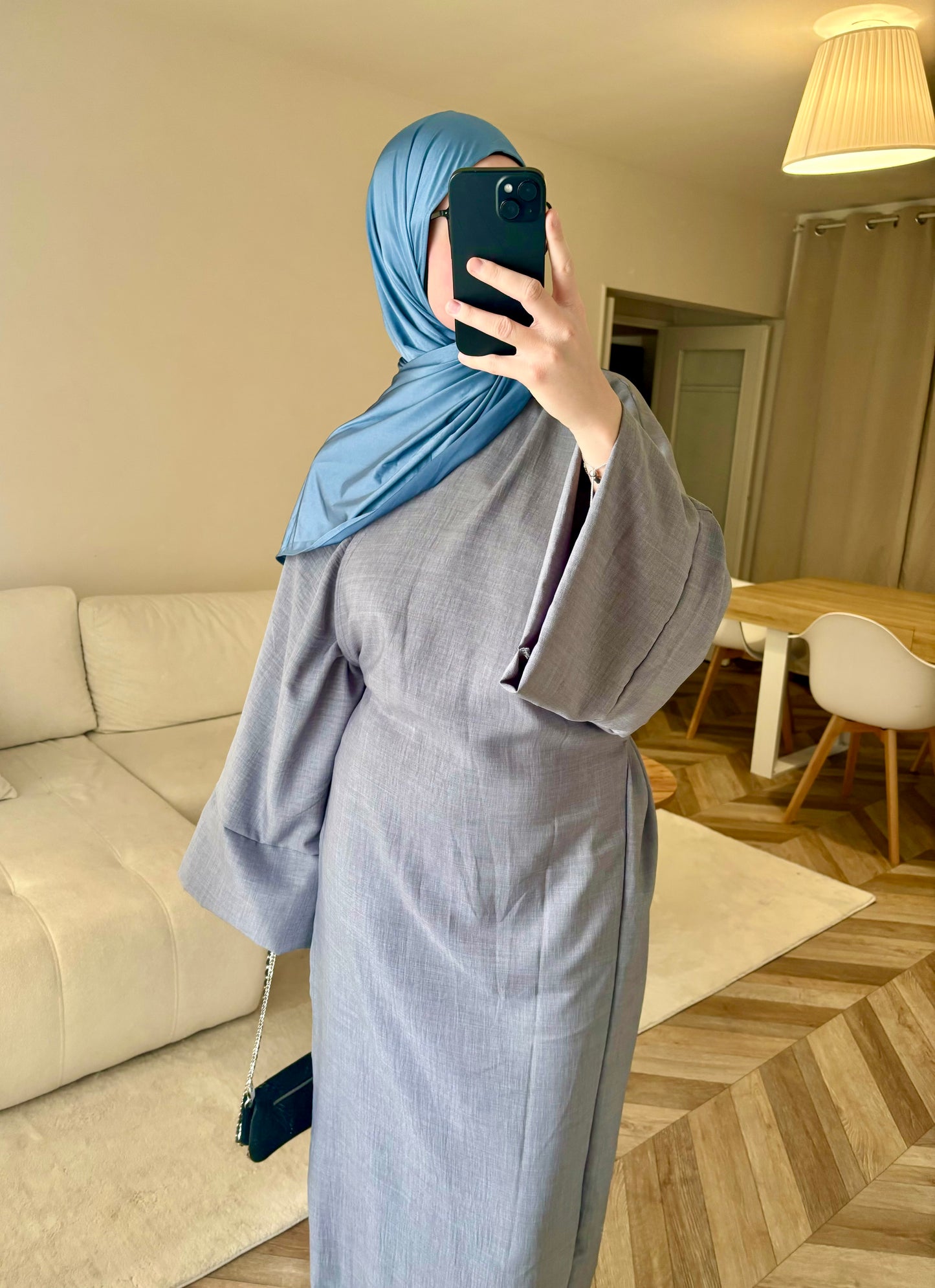 Abaya a nouer gris