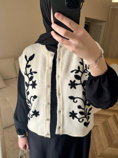 Gilet Écru Brodé