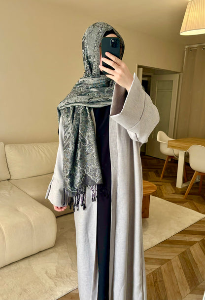 Abaya kimono 2en1 gris