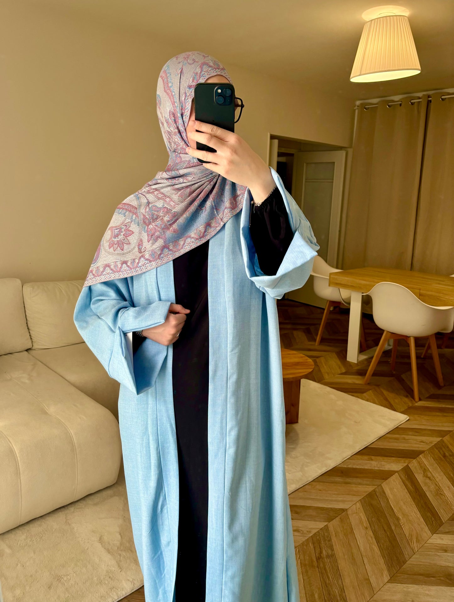 Abaya kimono 2en1 bleu