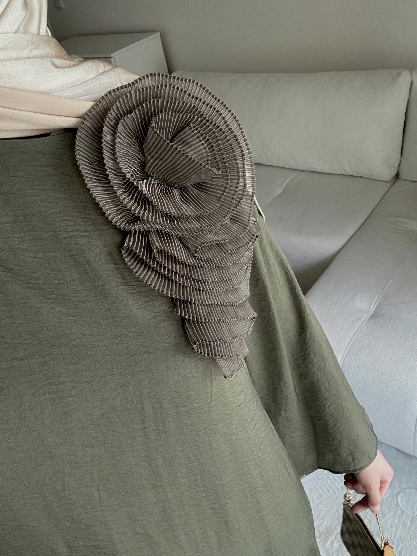 Robe Élégante Bicolore kaki