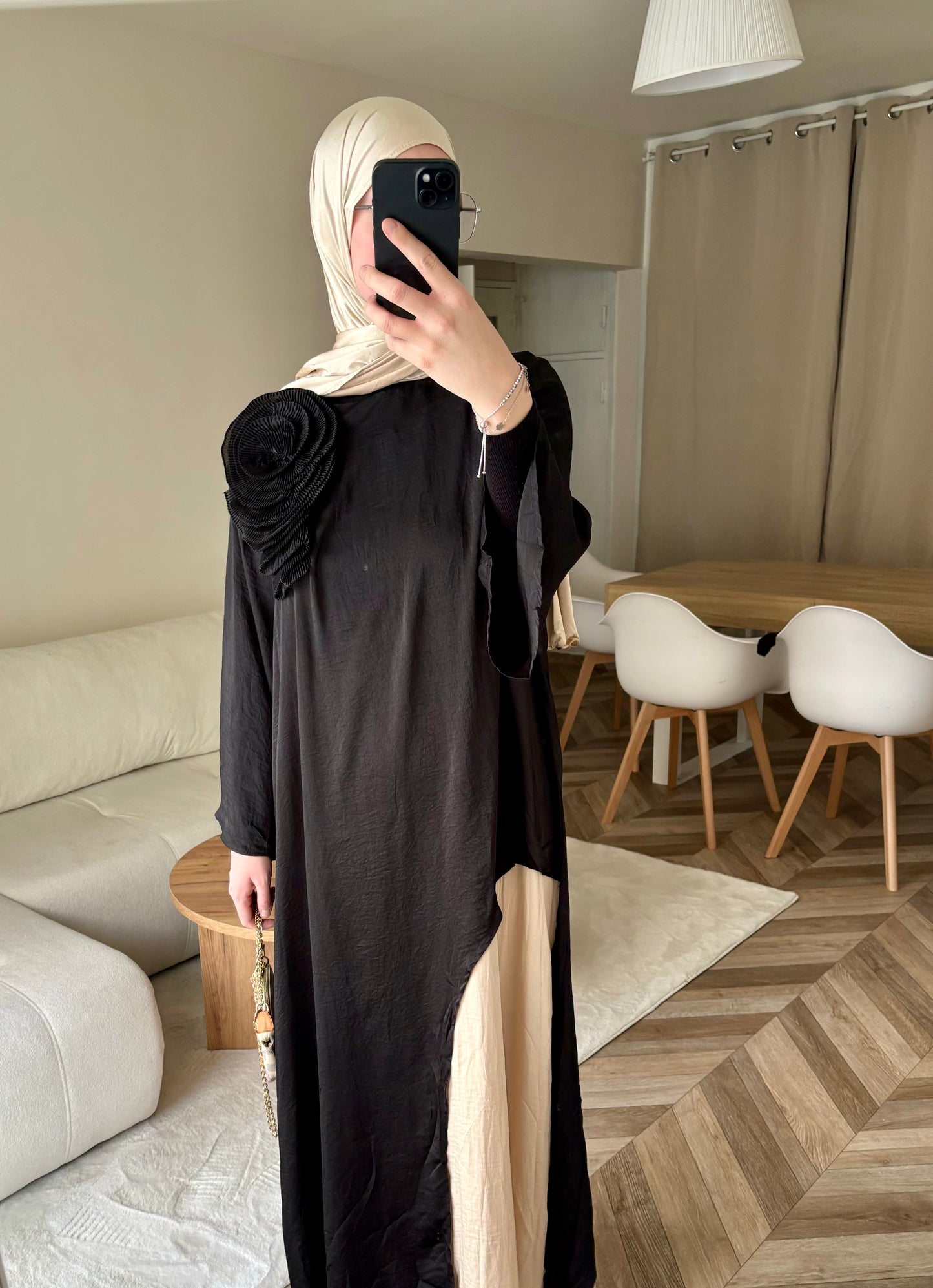 Robe Élégante bicolore noir