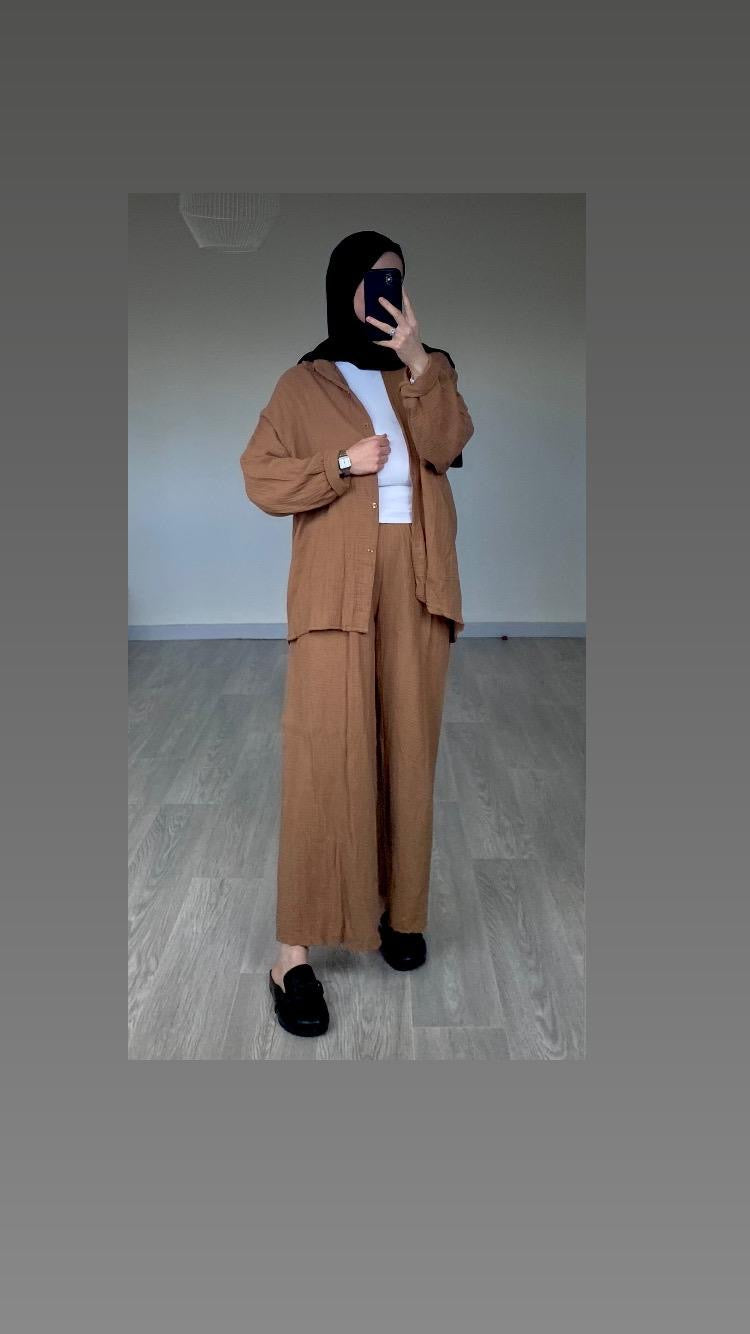 Ensemble gaz de coton marron