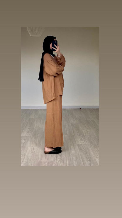 Ensemble gaz de coton marron