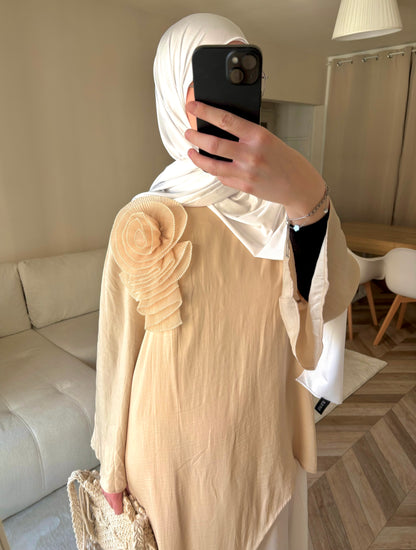 Robe Élégante bicolore beige