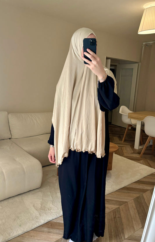 Voile Jersey Premium Satiné Ondulé Beige