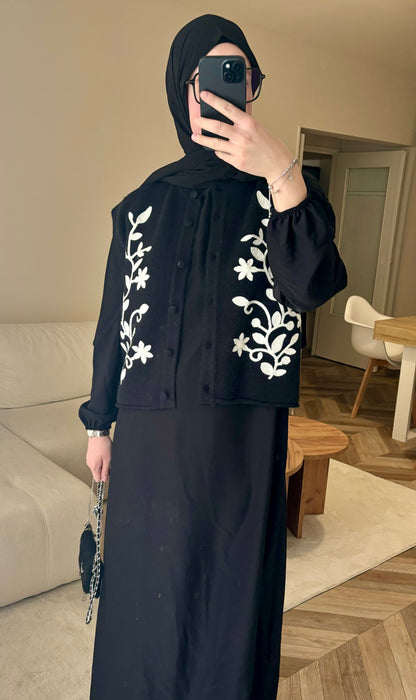 Gilet Noire Brodé