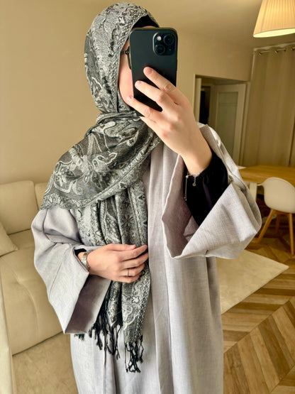Abaya kimono 2en1 gris
