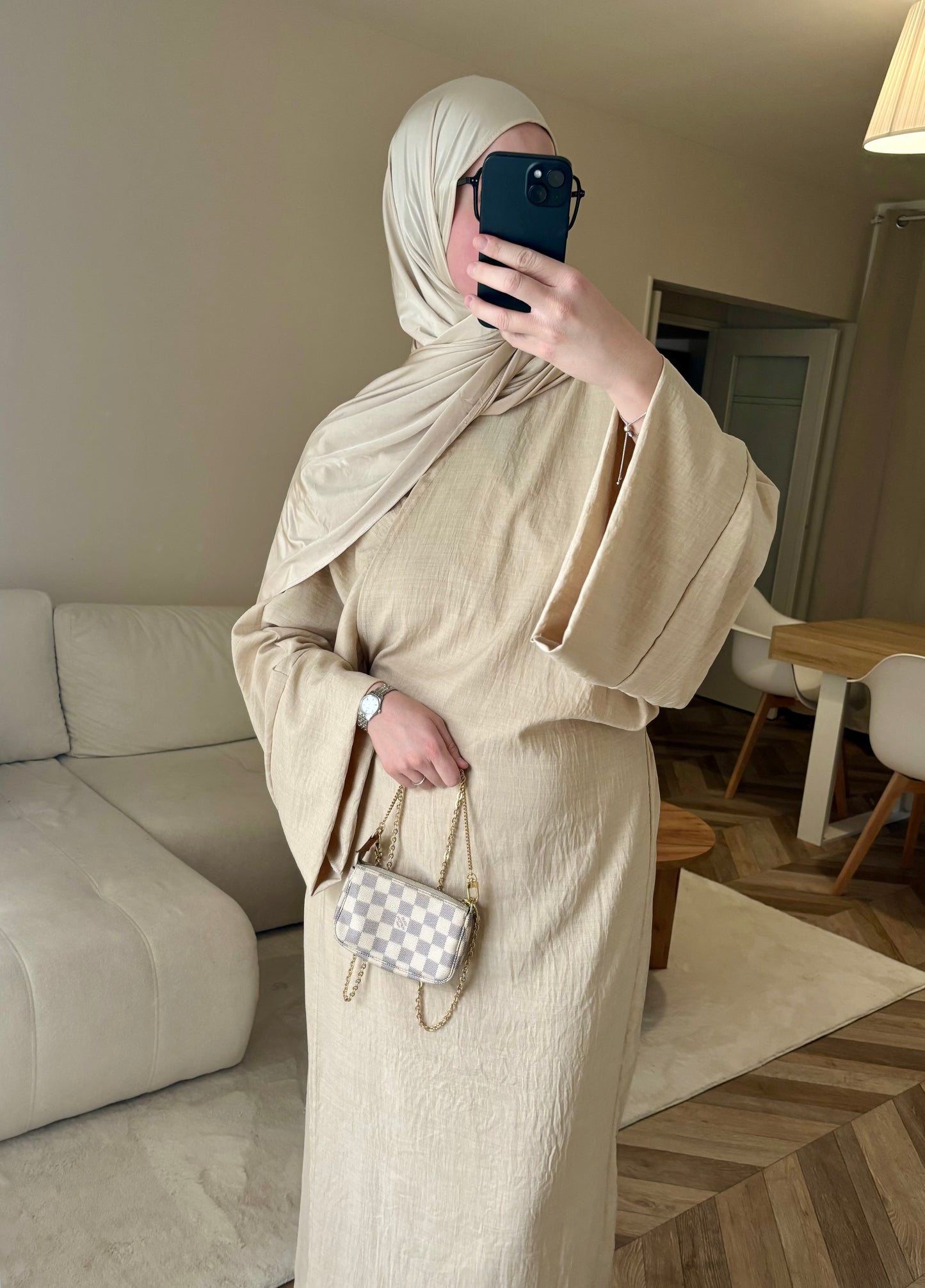Abaya a nouer beige