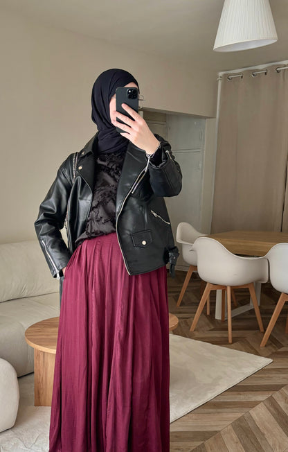 Longue Jupe Fluide Bordeaux