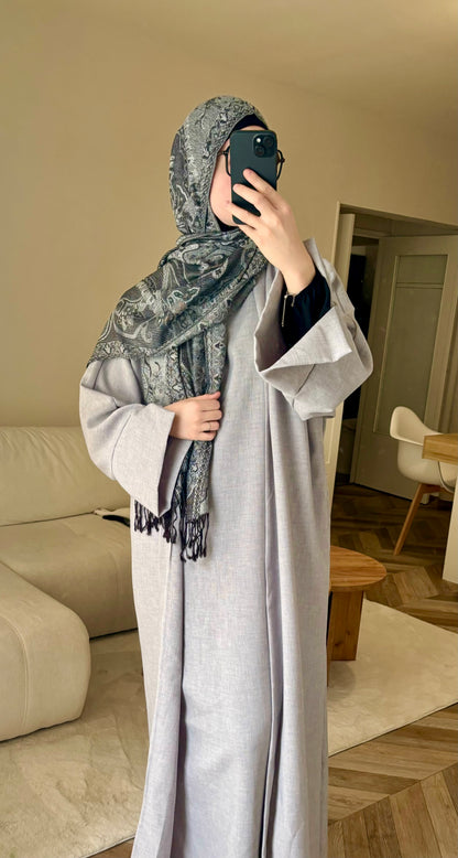 Abaya kimono 2en1 gris