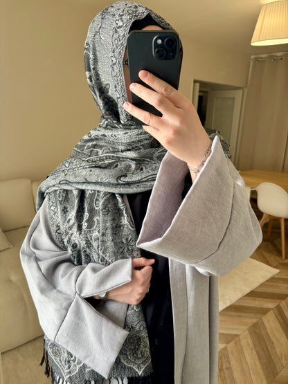 Abaya kimono 2en1 gris